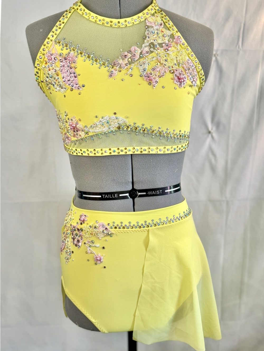 Yellow Dance Costume Set for Kids - Embellished Two-Piece